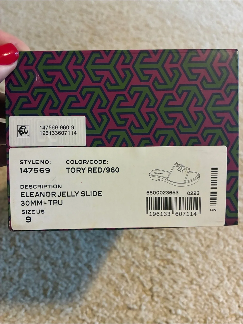 Tory Burch Red Patent Logo Slide Sandal